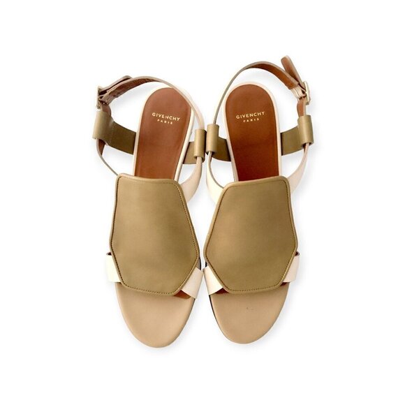 Givenchy two tone sling back sandals in Ecru and Beige Leather, Size 39EU. - Picture 2 of 11
